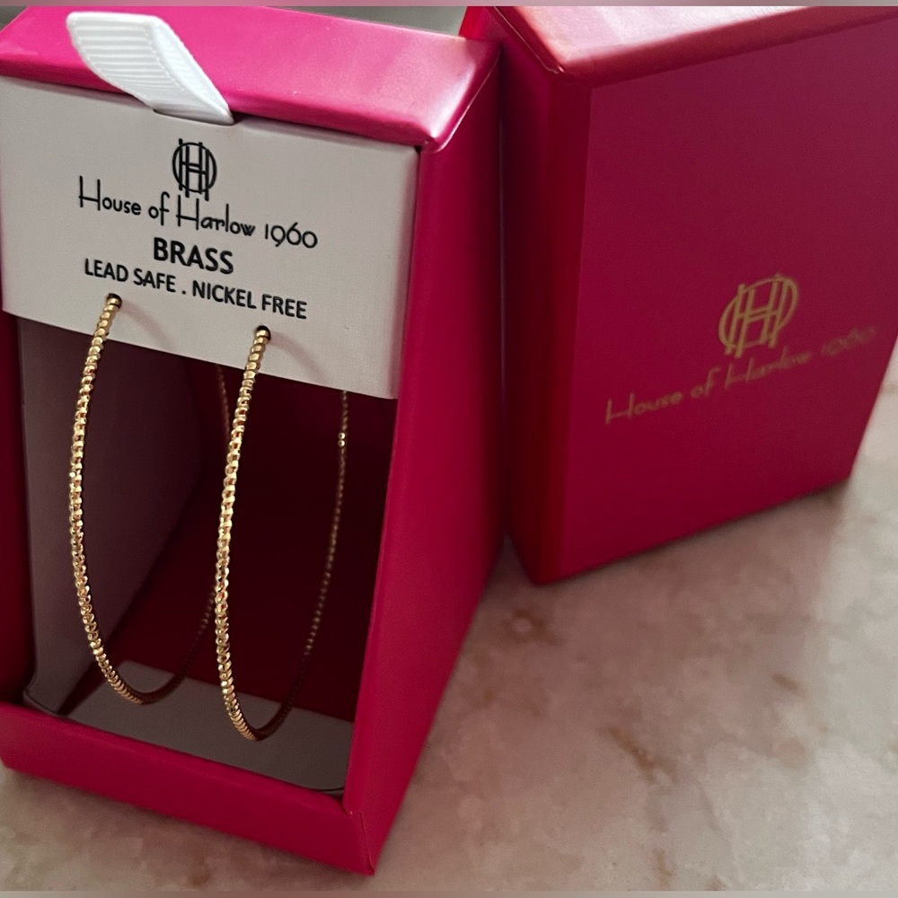 HOUSE OF HARLOW 1960 Gold Tone Hoop Earrings
